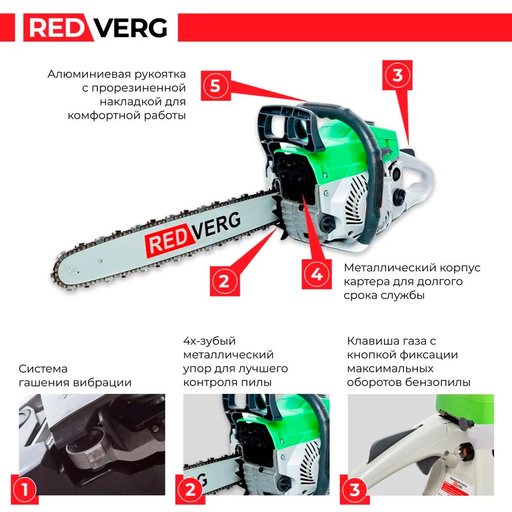 Бензопила REDVERG RD-GC55-18 - 3